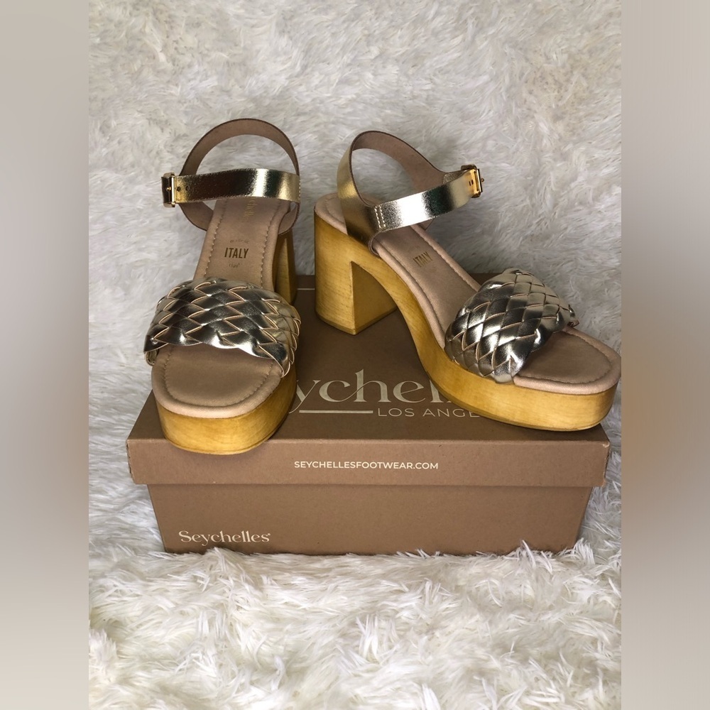 Seychelles Women's Tan and Brown Platform Heels NIB SIZE 9.5 - Picture 9 of 16